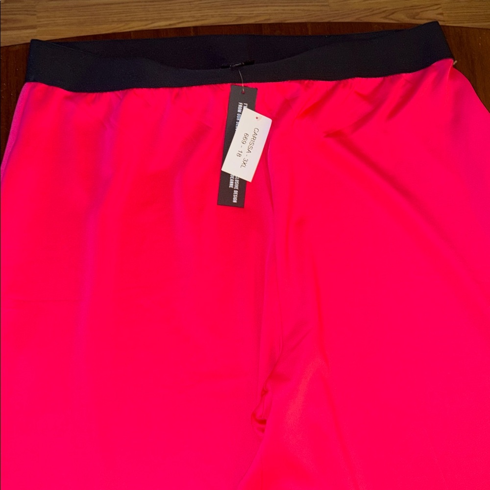 LulaRoe ladies NWT Carissa Wide Leg Trouser. Size 3XL. Pink with black waistband - Picture 2 of 9
